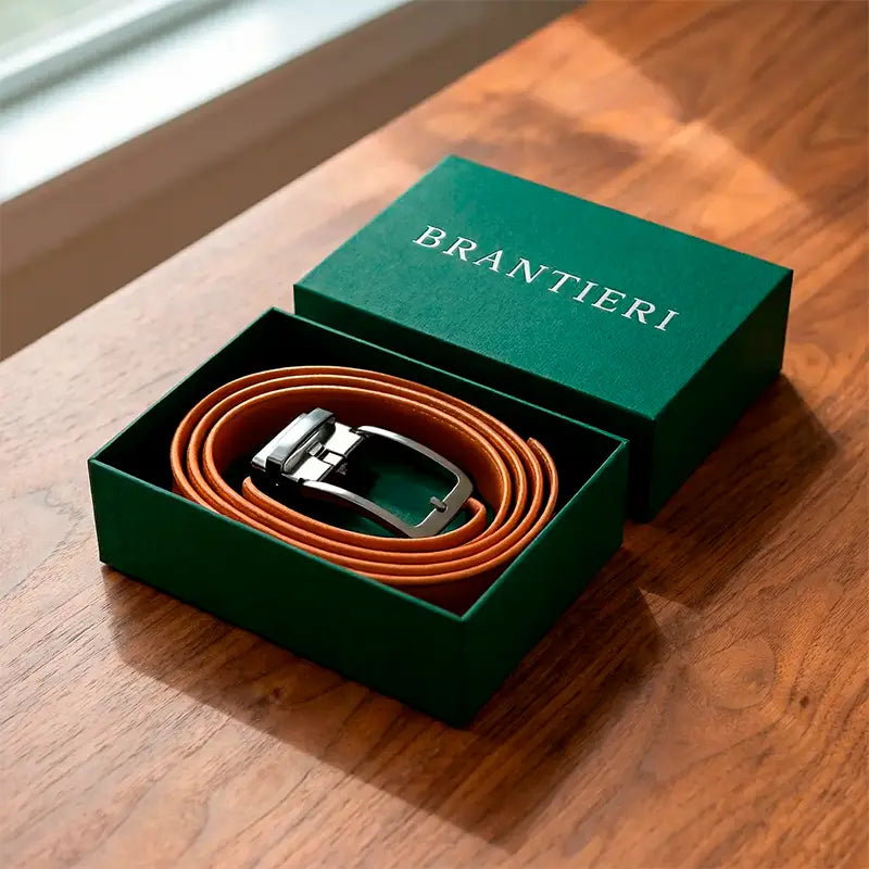 Premium light brown no hole leather belt